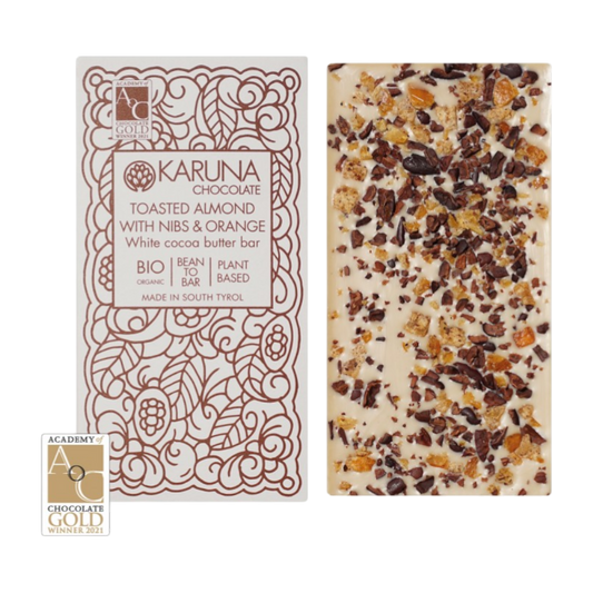 Tafelschokolade Weiss mit Mandel und Orange 50g